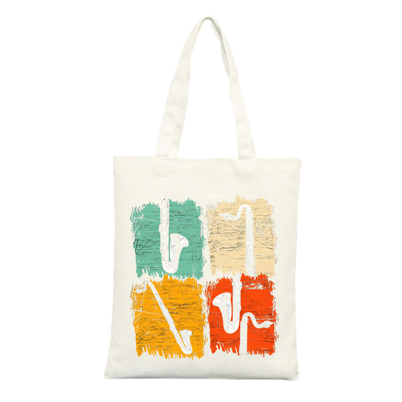 Musical Instrument Shop - Tas Kanvas dengan Motif Alat Musik,