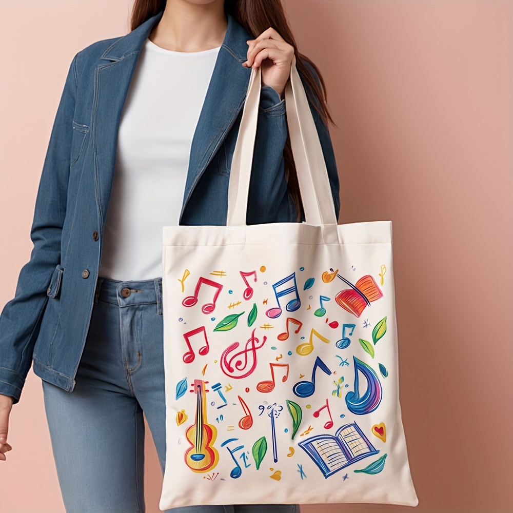 Tas Tote Kanvas Cetak Desain A - Musical Instrument Shop ulasan dan harga