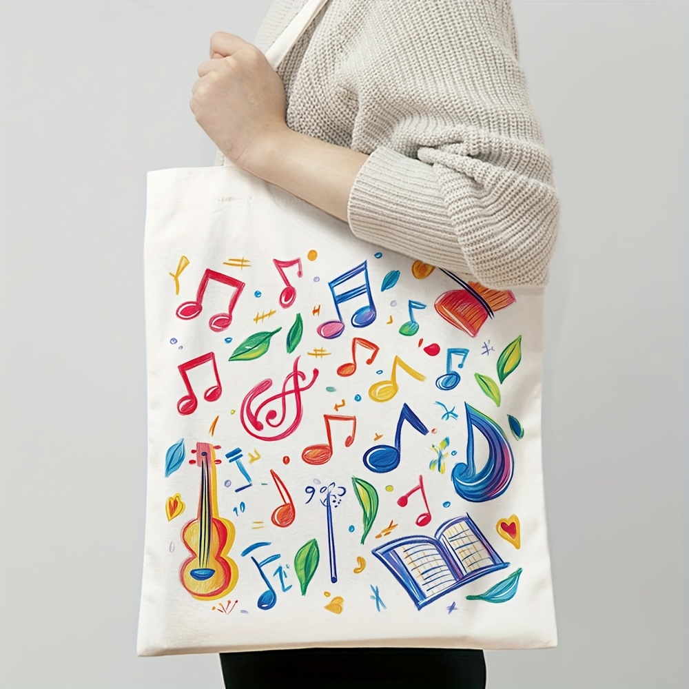 Tas Tote Kanvas Cetak Desain A - Musical Instrument Shop ulasan dan harga
