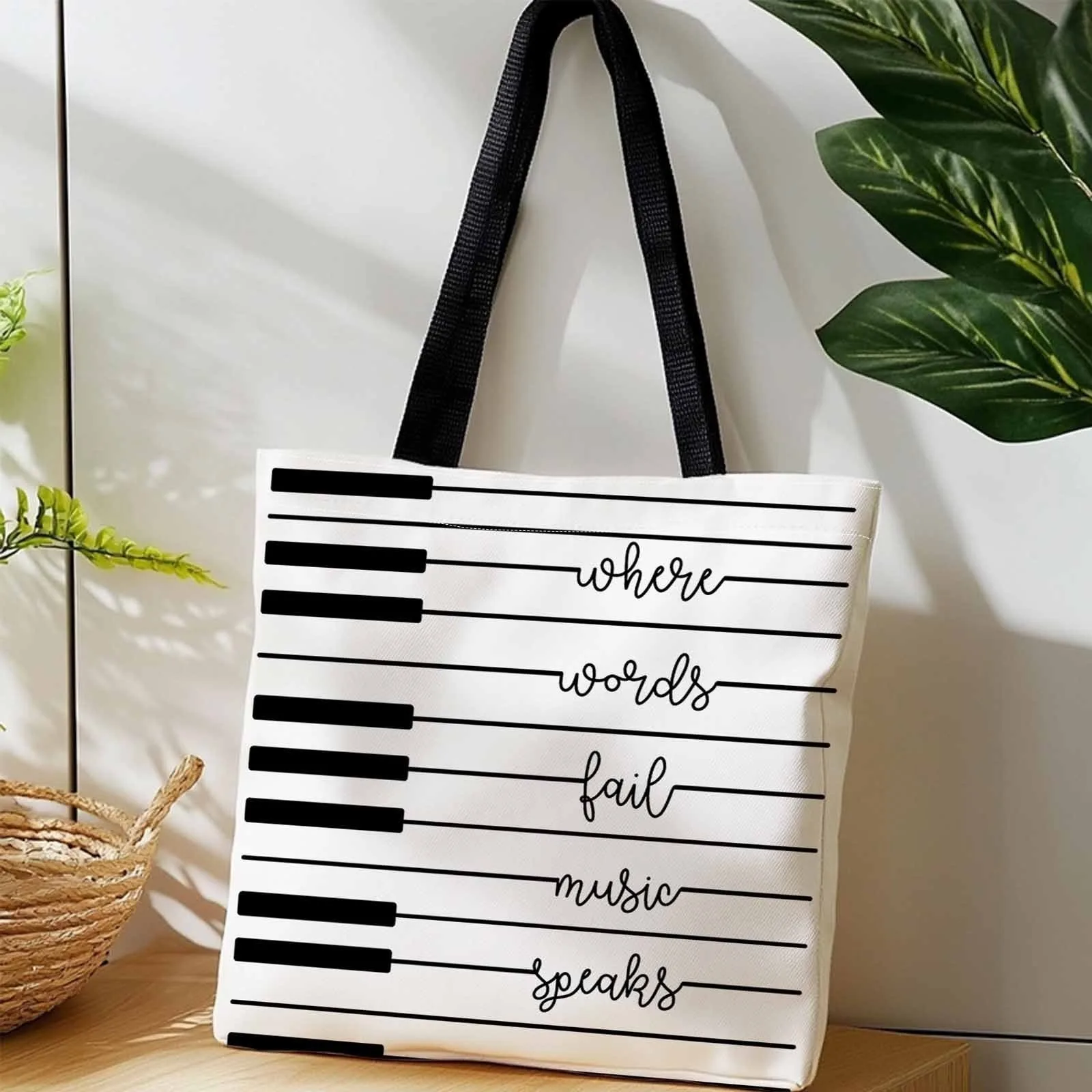 Tas Belanja dengan Motif Piano - Musical Instrument Shop ulasan dan harga